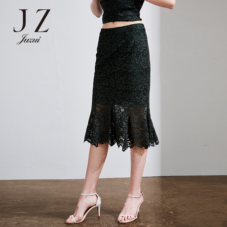JUZUI/玖姿2018夏装新款优雅蕾丝半身裙腰裙女修身气质鱼尾裙商品大图