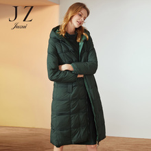 JUZUI/玖姿旗舰店2018冬季新款时尚白鸭绒连帽长羽绒服外套图片