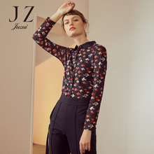 JUZUI/玖姿旗舰店2018秋装新款网纱百鸟印花气质上衣女衬衫图片