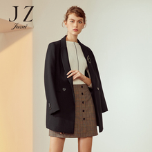 JUZUI/玖姿旗舰店2018秋季新款女装黑色OL风胸针西装外套女图片