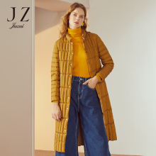 JUZUI/玖姿旗舰店2018冬装新款白鸭绒立领长款羽绒服女过膝图片