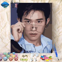 饰画tfboys易烊千玺 diy数字油画水彩成人减压手工填色手绘油彩装