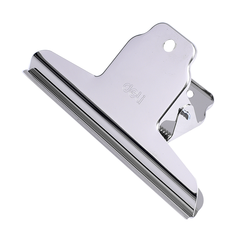 得力不锈钢铁夹子大中小号文件报夹山圆形铁票