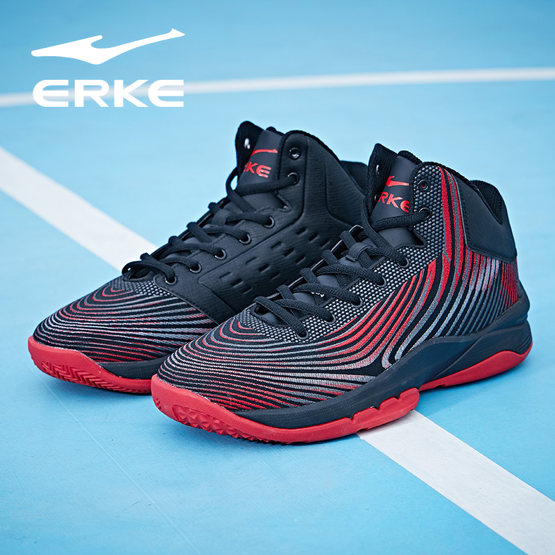 ERKE Men's High top Basketball Shoes Autumn/Winter 2019 New Foot Guard Men's Running Shoes Warm Sports Training Shoes