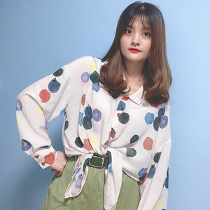 〔youdefineme〕返场100真丝泼墨彩色圆点衬衫独家印花