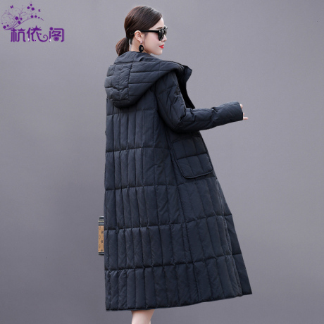 杭依阁羽绒服女中长款2018冬季新款韩版时尚长款过膝白鸭绒外套潮商品大图