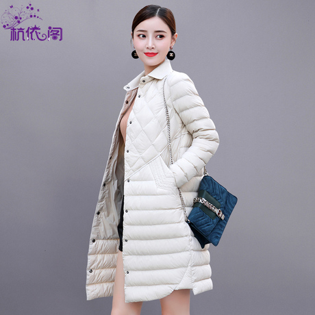 轻薄羽绒服女中长款2018冬季新款韩版时尚女装秋冬小个子羽绒外套商品大图