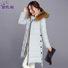 羽绒服女中长款2018冬装新款韩版修身连帽女装加厚貉子毛领外套潮图片