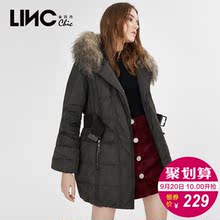 LINC金羽杰冬装新款女装羽绒服女中长款毛领外套韩版反季313509图片