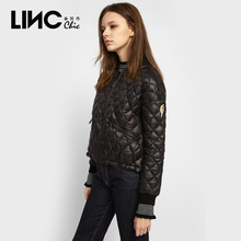 LINC 金羽杰2018秋装新款时尚棒球领95绒轻薄羽绒服女短款8313139图片