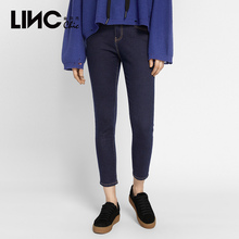 LINC金羽杰2018秋新款弹力紧身小脚裤女牛仔裤修身铅笔裤8322287图片