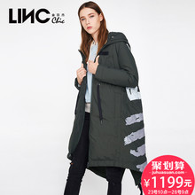 LINC金羽杰羽绒服女中长款女冬新款抽绳收腰个性涂鸦潮7450901图片