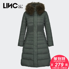 LINC金羽杰时尚毛领羽绒服女中长款收腰显瘦冬装外套潮194630图片