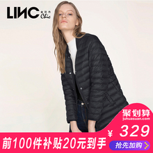 LINC金羽杰秋冬新款街头棒球衫领轻薄羽绒服女中长款显瘦7380802图片