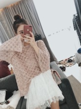 钱夫人CHINSTUDIO圆领镂空针织衫女夏宽松薄款罩衫套头喇叭袖上衣