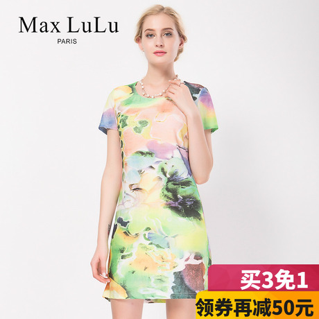 Max LuLu夏款古典印花连衣裙30-40中老年女装大码女装连衣裙商品大图