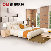 现代简约 曲美家具 布艺床 软包布艺双人床 婚床