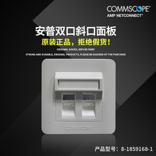 安普 AMP 英式双口/双孔斜口面板 8-1859168-1 带弹簧盖