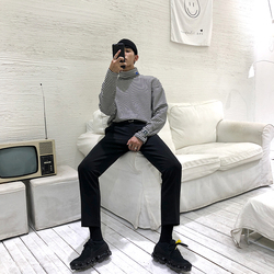 CL19ins超火的裤子休闲裤男ins九分裤直筒韩国网红修身九分裤男