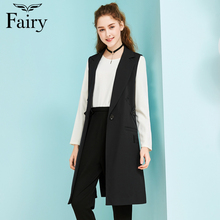 【清仓】fairy2018春新款女装西装领韩版休闲风衣马甲外套图片