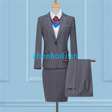 女西装 新款 2018上海通用别克4S店销售女士工作服职业西服套装 灰色