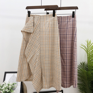 闭眼入百搭王格子裙~下摆不规则春季女装韩版荷叶边半身裙CY