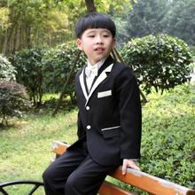 套装 花童礼服主持人表演服装 儿童西服黑色红边 清仓男童小西装