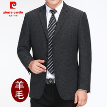 上衣 单件西装 爸爸装 皮尔卡丹羊毛单西服男中年商务休闲外套秋冬款