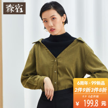 森宿Y半高领针织衫拼接长袖衬衫女假两件秋冬装显瘦V领套头上衣图片