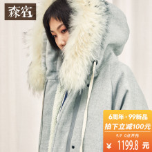 森宿Y连帽纯色毛呢外套女秋冬装2018新款中长款宽松加厚呢子上衣图片