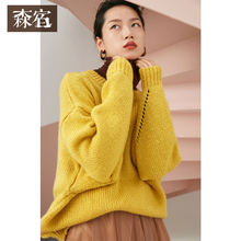 森宿Y2018新款chic早秋慵懒网红冬装宽松短款套头圆领针织毛衣女图片