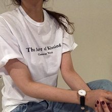 T恤 tee 前后拼色字母印花宽松圆领短袖 韩国代购 chic 东大门 LL2