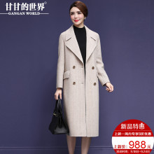 【90%羊毛】甘甘的世界秋冬新款直筒气质翻领大码双面呢大衣女图片