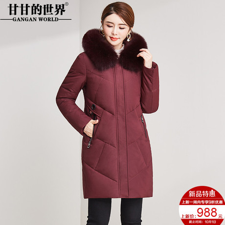 【90%白鸭绒 狐狸毛领】中长款羽绒服女甘甘的世界冬季新款妈妈装商品大图