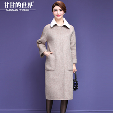 【阿尔巴卡】甘甘的世界秋冬新款修身显瘦羊驼毛双面呢大衣女长款图片