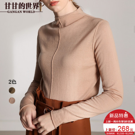 【全羊毛】甘甘的世界2018秋冬新款羊毛针织衫半高领套头毛衣女商品大图