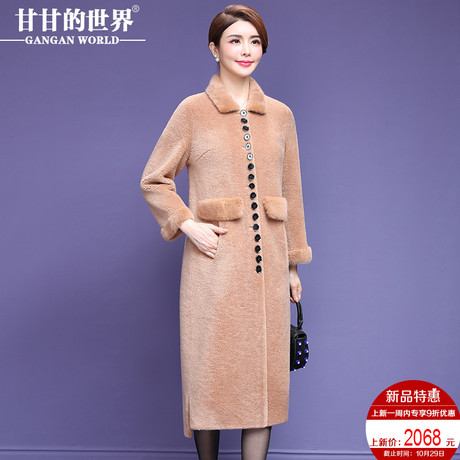 【全羊毛 水貂毛装饰】甘甘的世界2018新款狐狸毛领羊剪绒大衣女商品大图