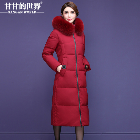 【90%白鸭绒】狐狸毛领过膝长款羽绒服甘甘的世界冬装新款保暖女商品大图