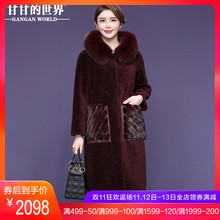 【全羊毛狐狸毛领水貂毛装饰】甘甘的世界颗粒羊剪绒2018新款大衣图片