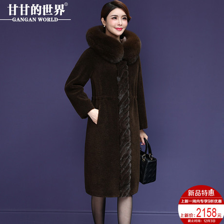 【全羊毛 狐狸毛领 水貂毛】甘甘的世界颗粒羊剪绒大衣女中长款外商品大图