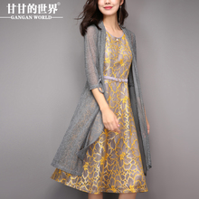 甘甘的世界秋装连衣裙2018新款女士两件套大码中年蕾丝女套装裙子图片