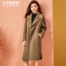 毛呢外套女中长款长袖2017秋冬新款甘甘的世界韩版翻领双面呢Q图片