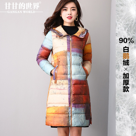Q甘甘的世界2017冬装新羽绒服女冬季中长款加厚保暖修身90%鹅绒商品大图