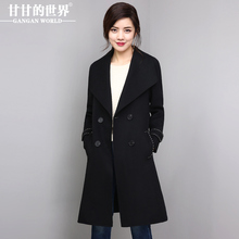 毛呢大衣女双排扣中长款2017秋冬新款甘甘的世界韩版双面呢外套Q图片