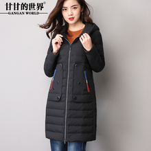 D轻薄羽绒服女中长款韩版连帽2017冬季新款甘甘的世界宽松长袖图片