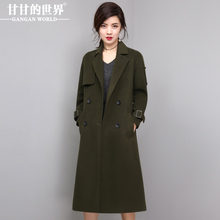 毛呢外套女长款2017秋冬新款甘甘的世界韩版翻领纯色长袖大衣D图片