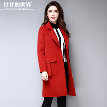 毛呢外套女中长款韩版西装领2017秋冬新款甘甘的世界双面呢子Q图片