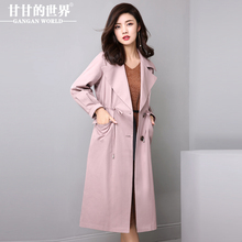 D风衣女2018春装新款甘甘的世界中长款灯笼袖收腰显瘦翻领外套女图片