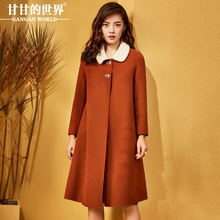 毛呢外套女中长款2017秋冬新款甘甘的世界韩版宽松双面呢大衣Q图片