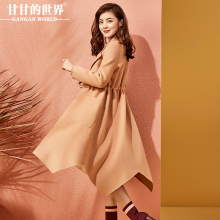 毛呢外套女韩版长款2017秋冬新款甘甘的世界西装领双面呢大衣Q图片